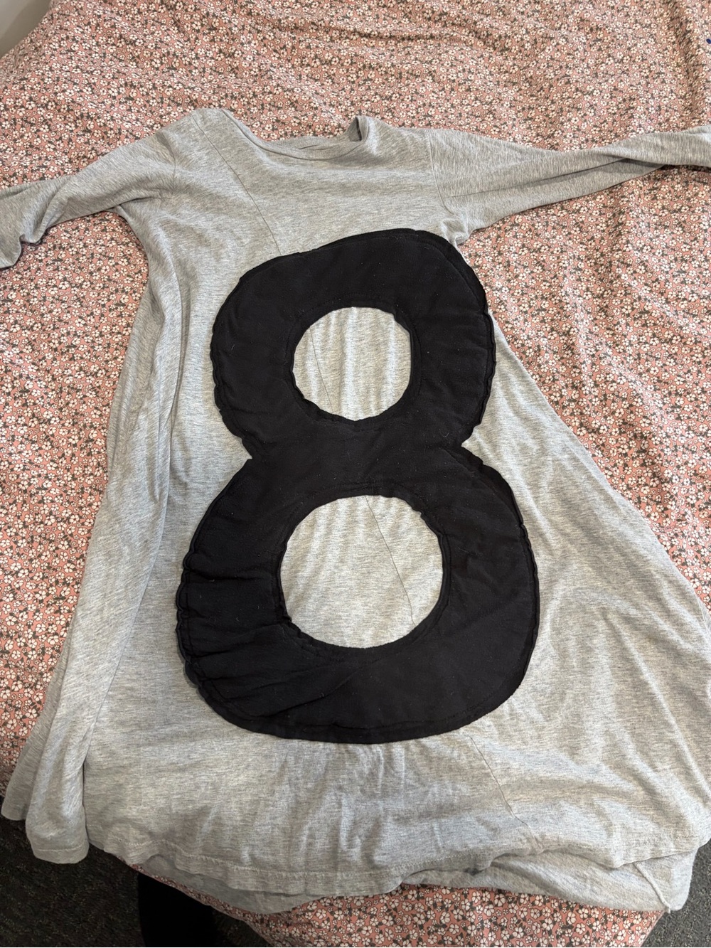 nununu Gray Tunic Top with Black '8' Appliqué